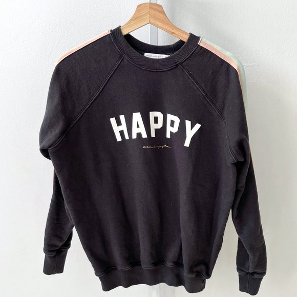 Spiritual Gangster Tops - Spiritual Gangster Happy Sweatshirt Pullover Long Sleeve Crew Gray Aqua Pink XS